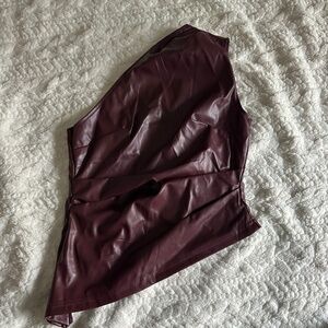 Burgundy Faux Leather Top